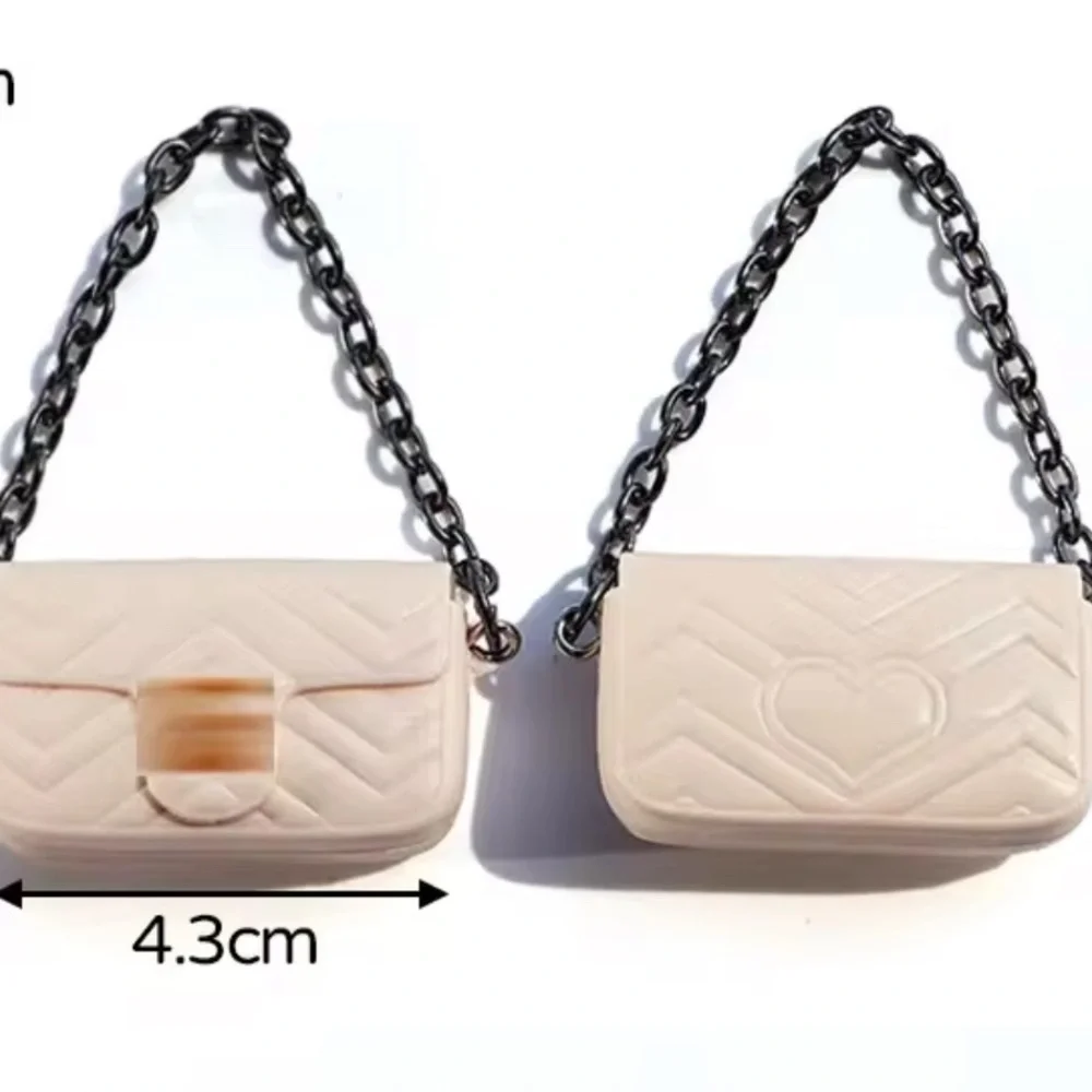 Luxury Style Mini Handbag Keychain White Purse Charm Gift Box